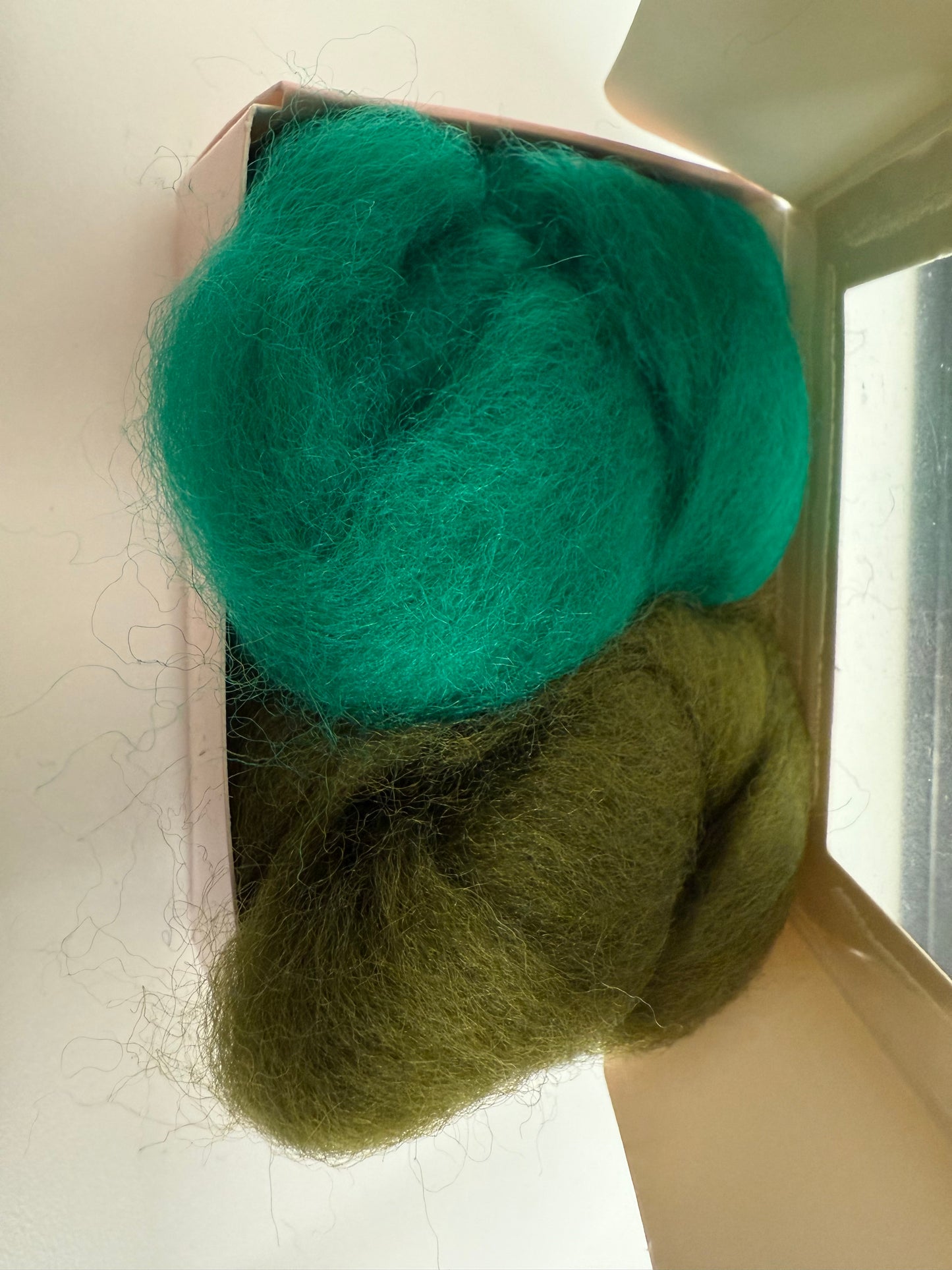 Needle Felting Corriedale Box Small - Greens #3