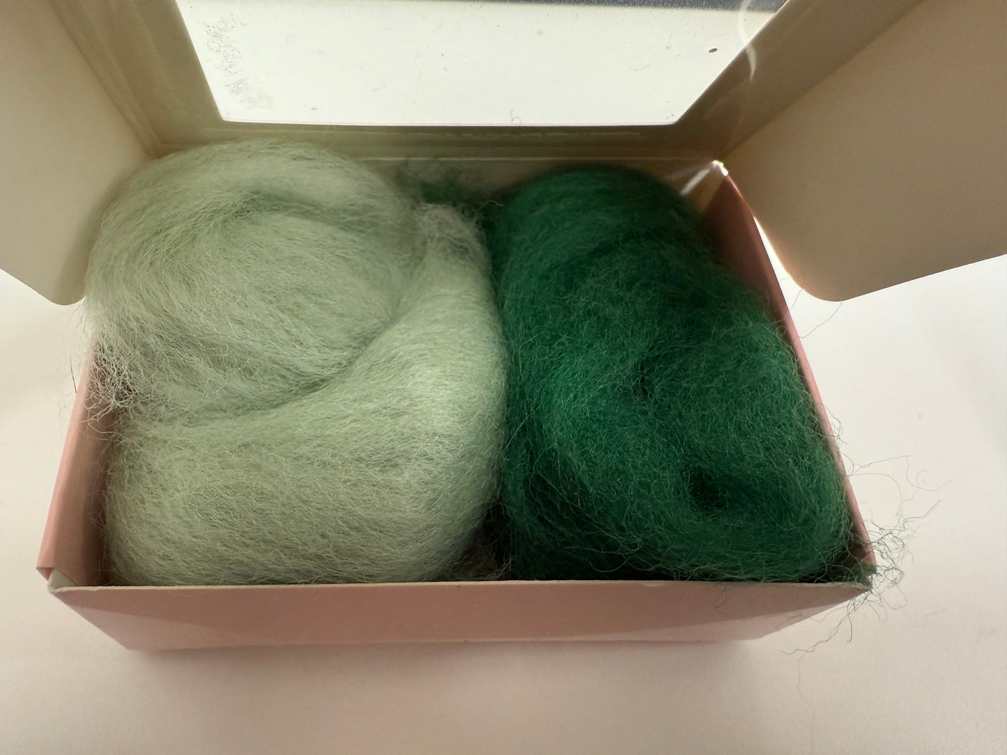 Needle Felting Corriedale Box Small - Greens #1