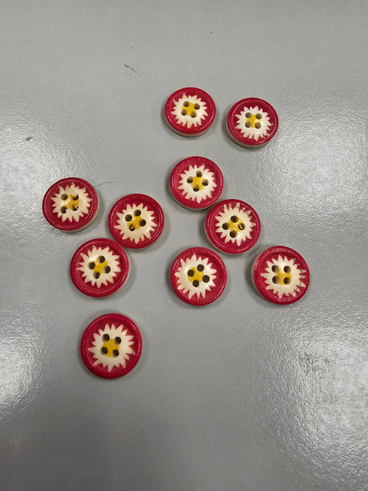 Buttons - Chrysanthemum 15mm x 10 - Dark Pink