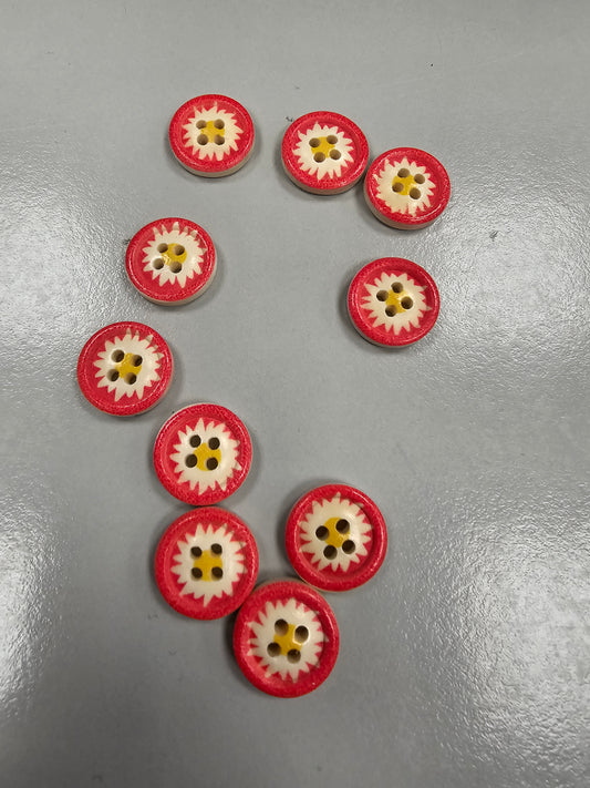 Buttons - Chrysanthemum 15mm x 10 - Mid Pink