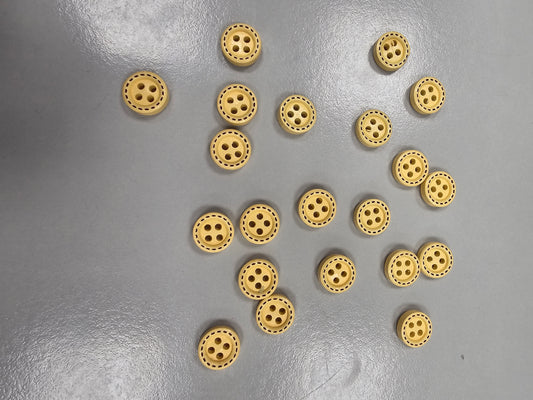 Buttons - Wooden 10mm x 20 - Yellow