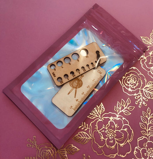 Needle Gauge and Ruler set - Wooden