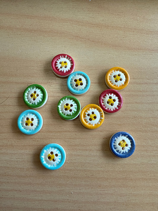 Buttons - Chrysanthemum 15mm x 10 - Mix 2