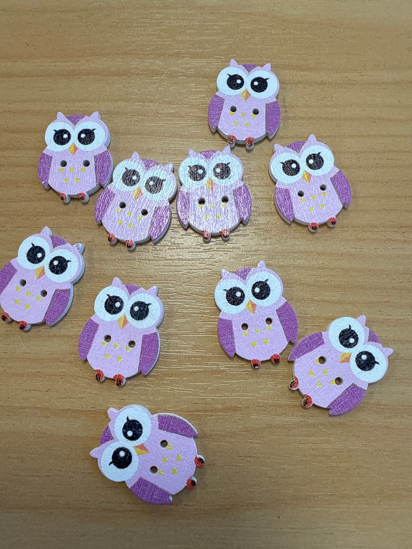 Buttons - Owls - Purple