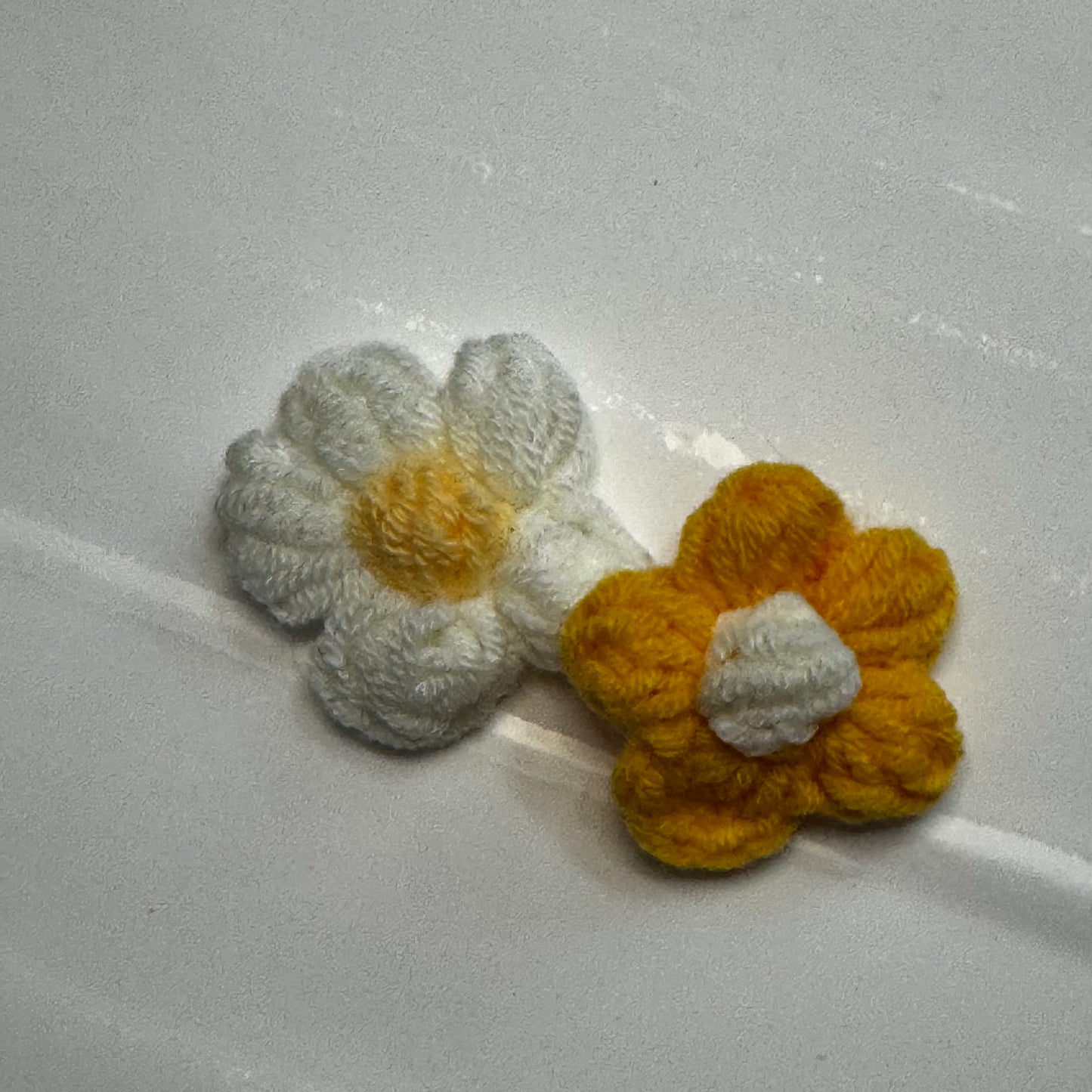 White and Yellow Crochet Flowers
