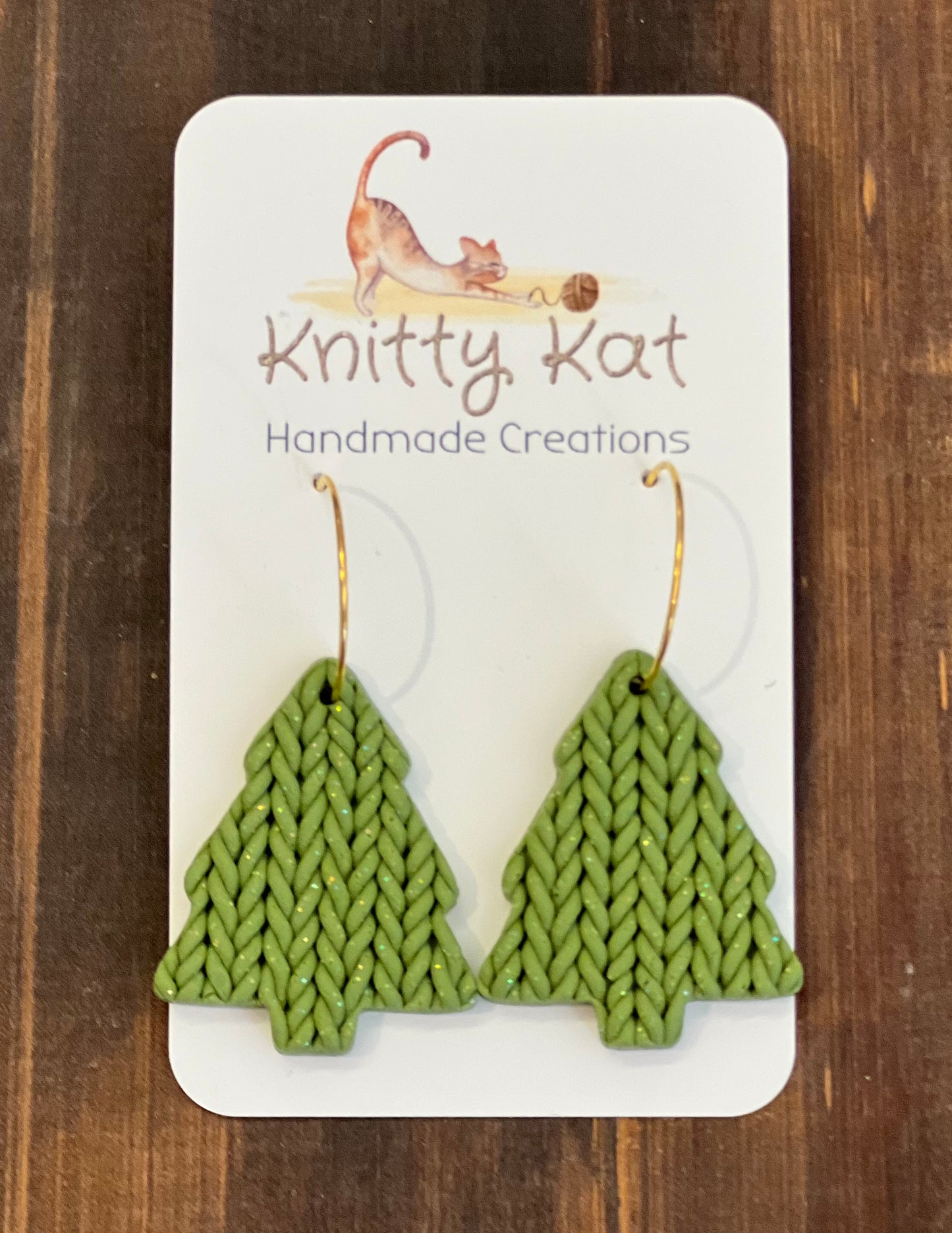 Knitty Kat - Xmas Tree Earrings