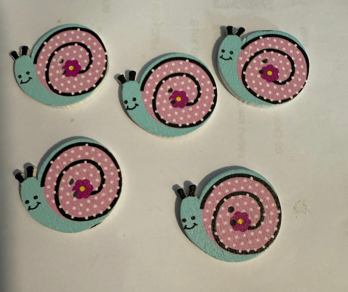 Buttons - Snails - Blue