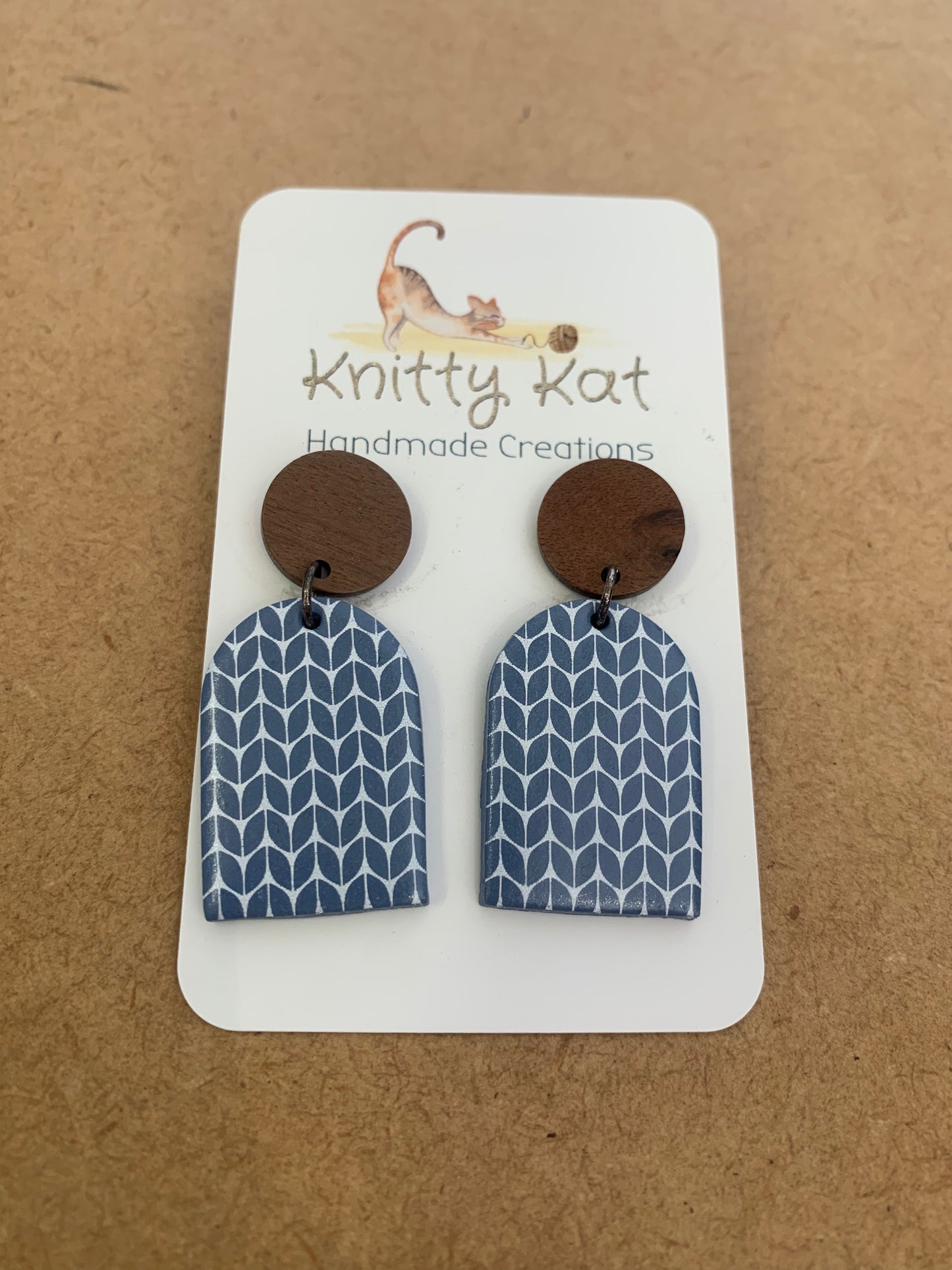 Knitty Kat - Knit Arch Earrings - Blue
