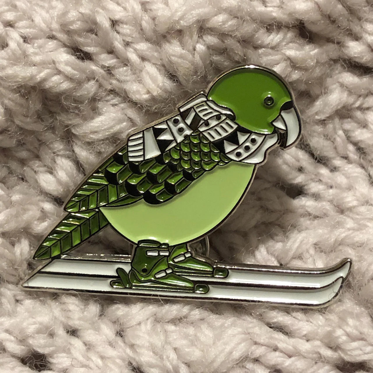 Burnt Hill Yarn Company - Skiing Kea Enamel Pin