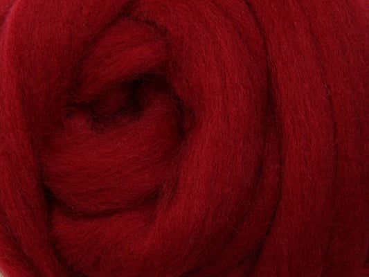Corriedale Fibre 50g Sliver - Cherry Red