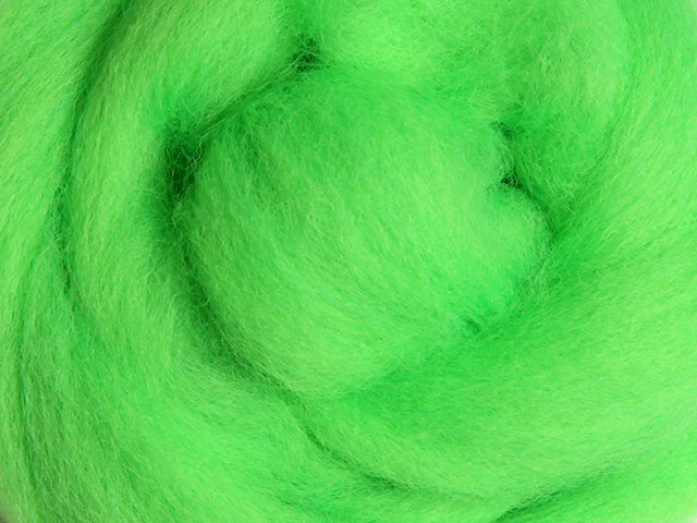 Corriedale Fibre 50g Sliver - Fluoro Lime