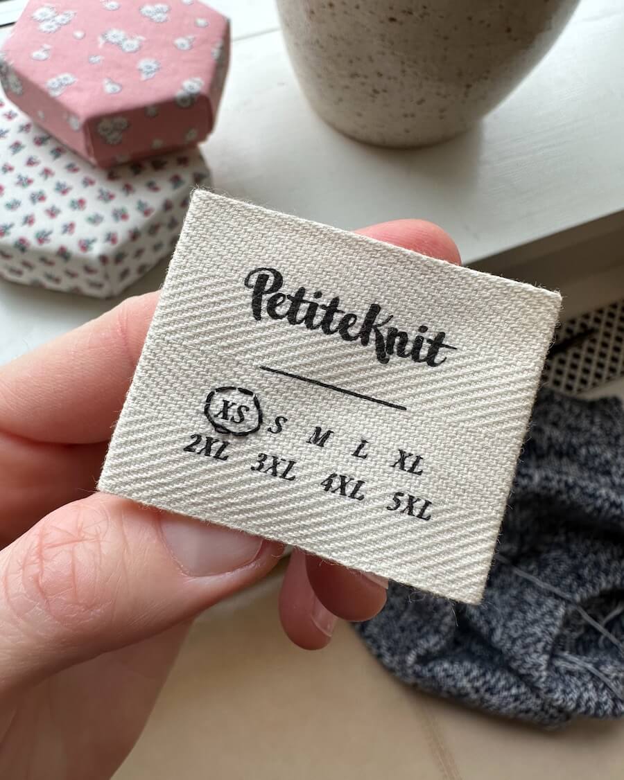 Garment Label - with sizes - PetiteKnit