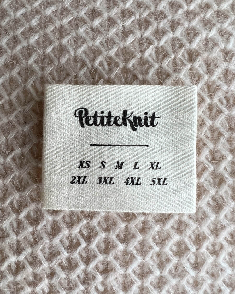 Garment Label - with sizes - PetiteKnit