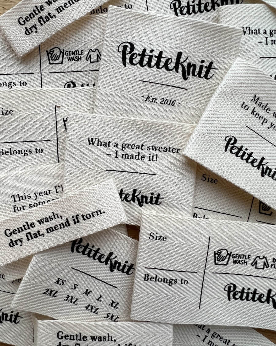 Garment Label - with sizes - PetiteKnit