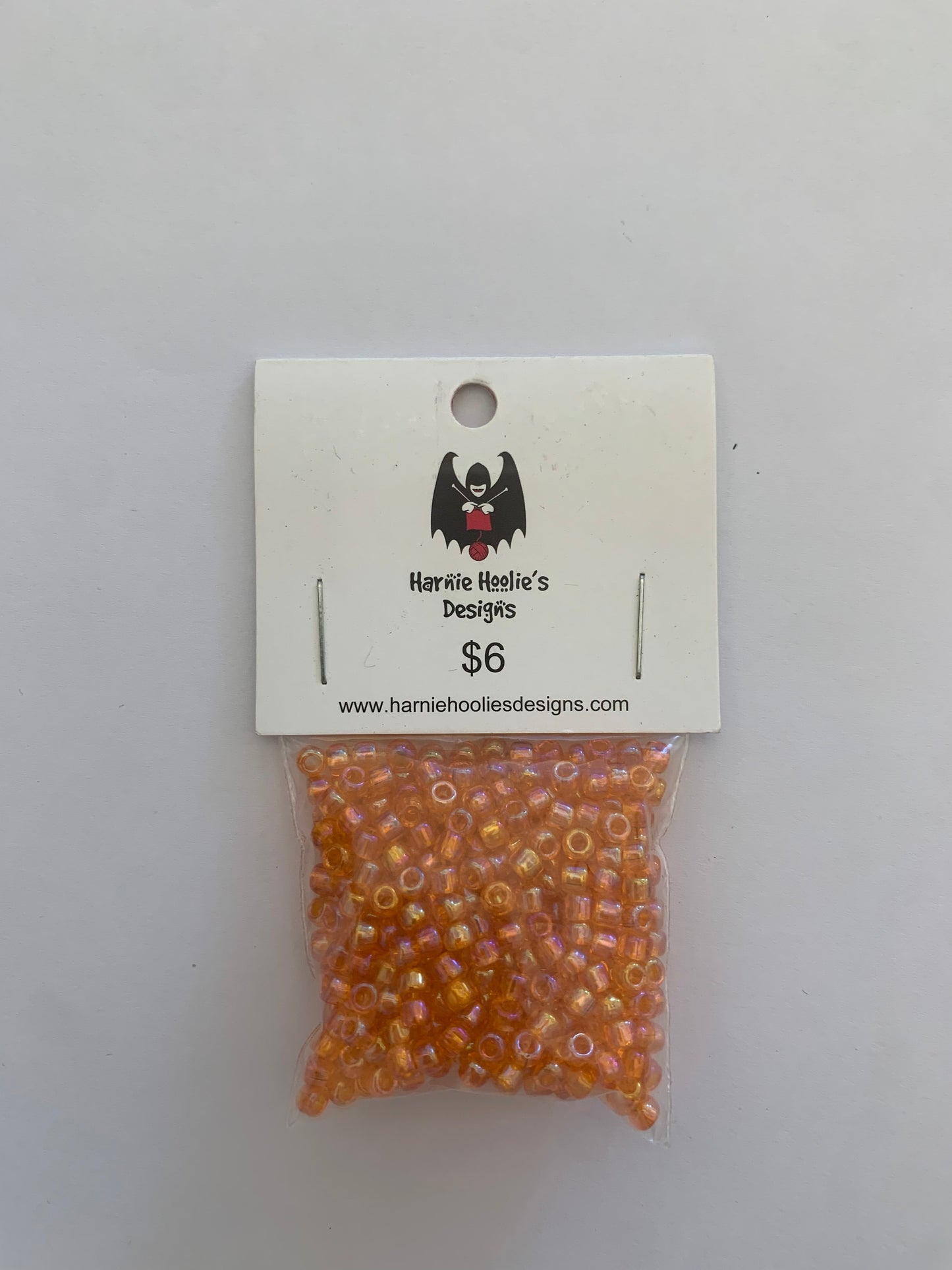 Knitting Beads - Size 6 - Transparent Orange