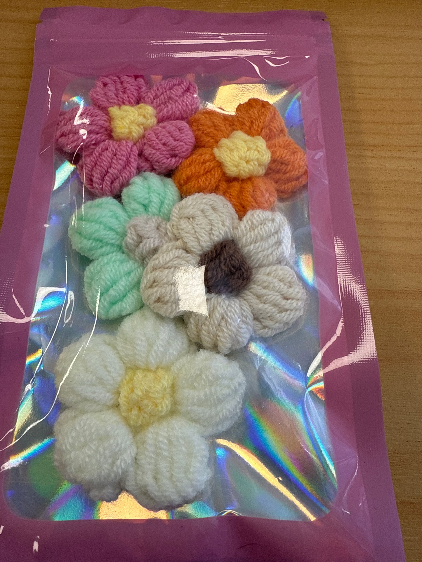 Knitted Flowers - Pink/White/Orange