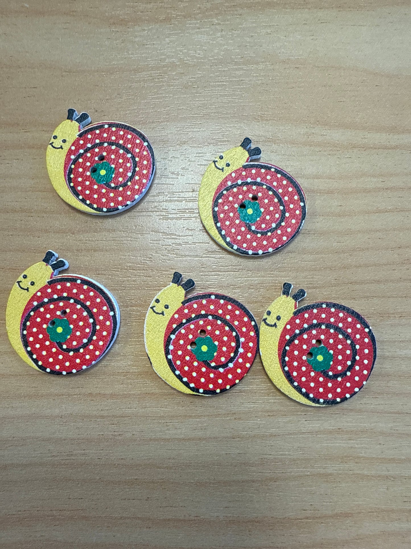 Buttons - Snails - Yellow/Red