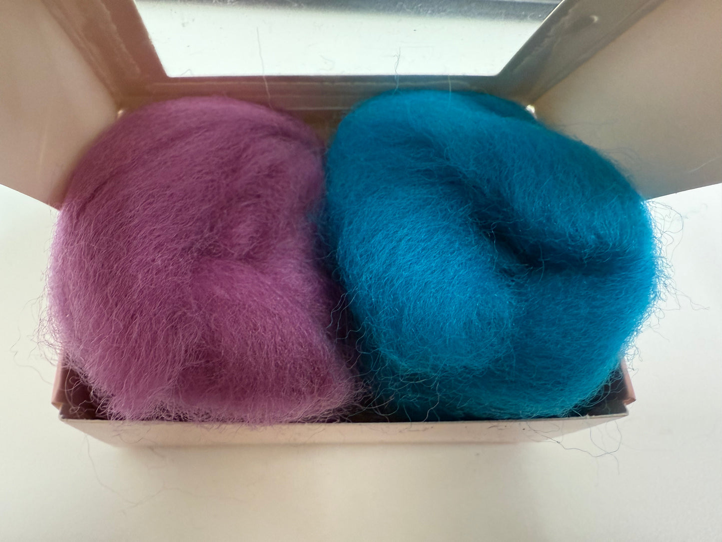 Needle Felting Corriedale Box Small - Blue/Pink #1