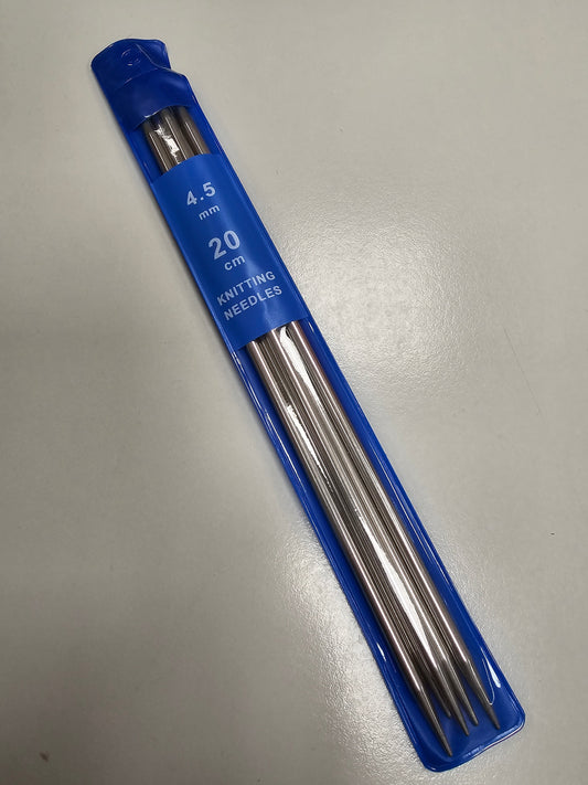 Double Pointed Needles  - 4.5mm - 7.9" (20cm) Metal