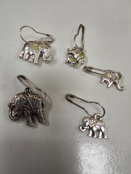 Stitch Markers - Elephants - Silver