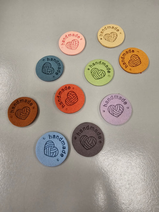 Labels - Round "Handmade" Leather Look - #1