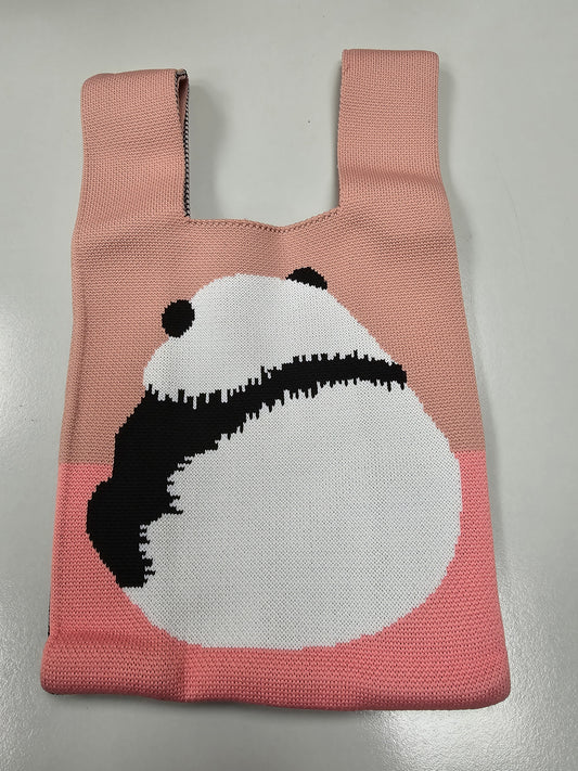 Knitting Wristlet Bag - Panda - Pink