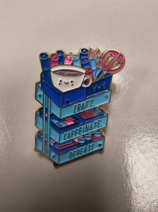 Enamel Pin - Craft, Caffeinate, Repeat