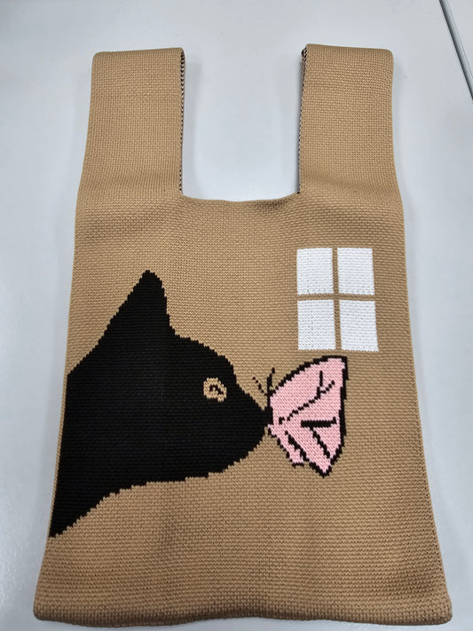 Knitting Wristlet Bag - Butterfly Cat