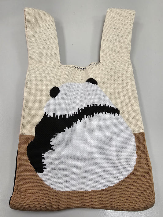 Knitting Wristlet Bag - Panda - Natural/Brown