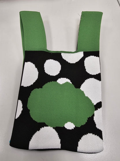 Knitting Wristlet Bag - Panda - Blue/Green