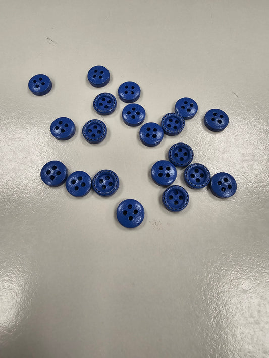 Buttons - Wooden 10mm x 20 - Blue