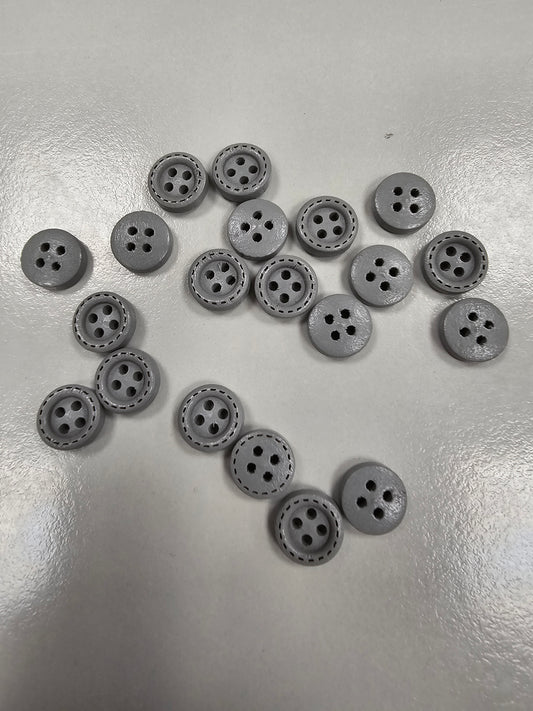 Buttons - Wooden 10mm x 20 - Grey