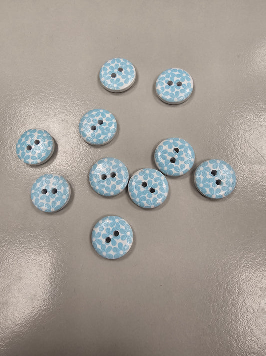 Buttons - Blue Daisies - 15mm x 10