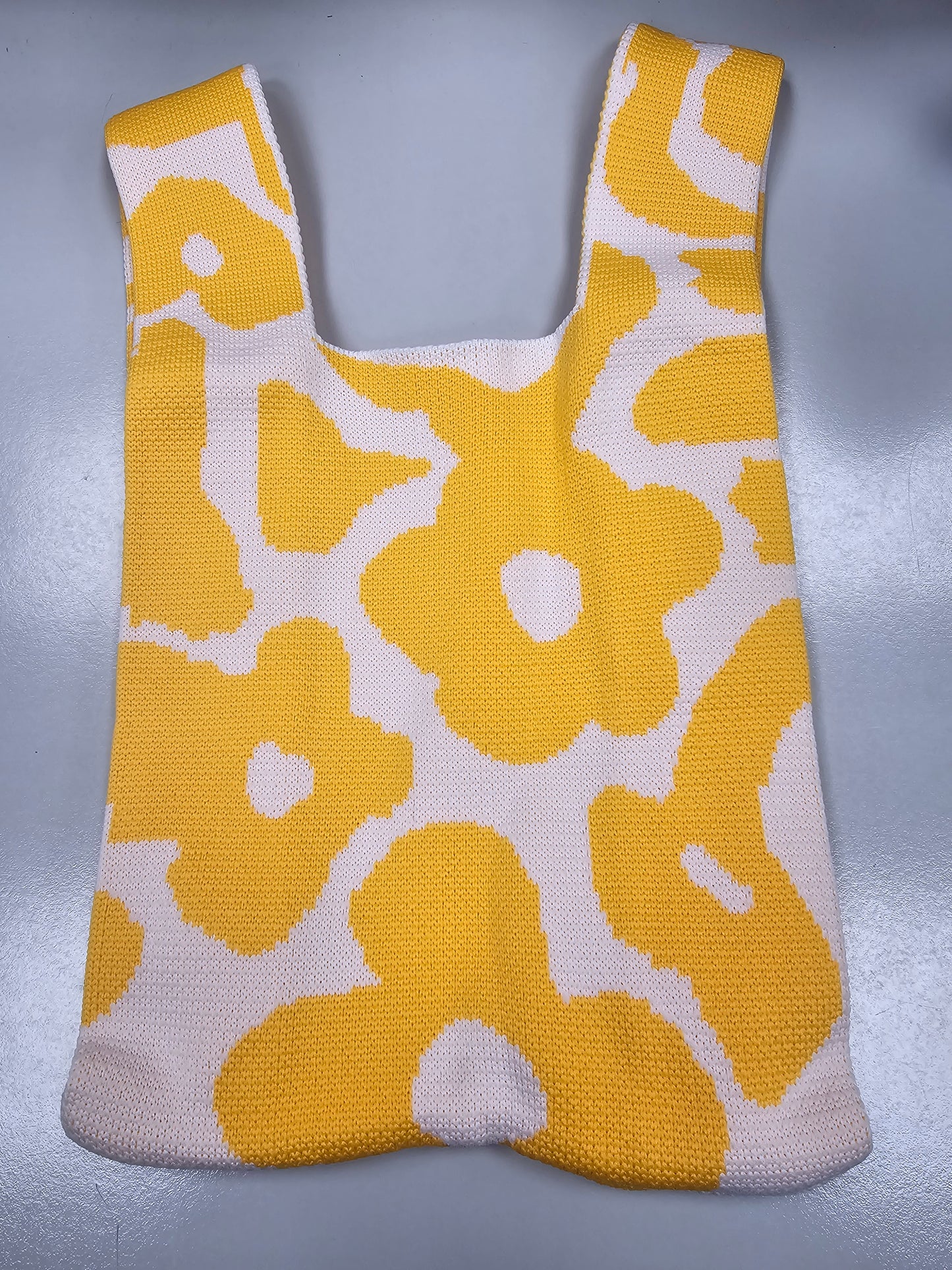 Knitting Wristlet Bag - Flowers - Yellow