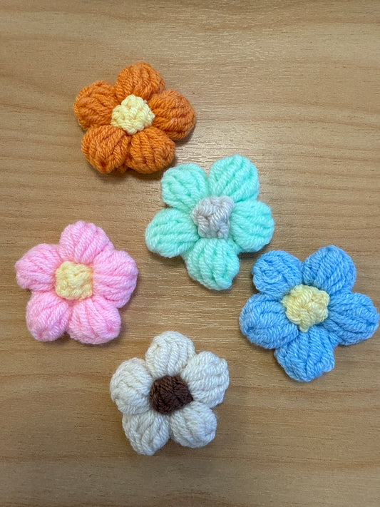 Knitted Flowers - Mint/White/Orange