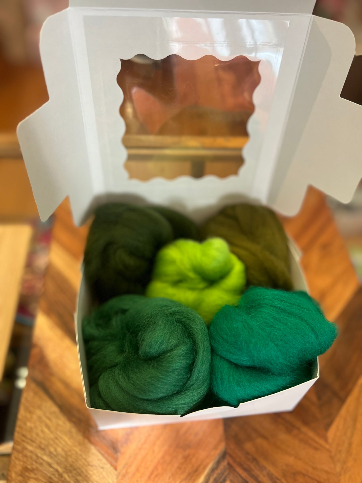 Needle Felting Corriedale Pack - Greens