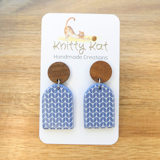 Knitty Kat - Knit Arch Earrings - Blue