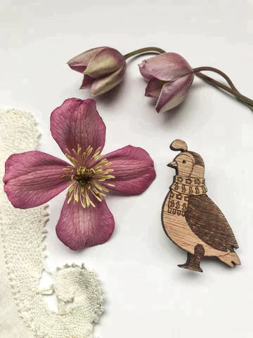 Burnt Hill Yarn Company - Farmyard Friends Wooden Pin - Quail