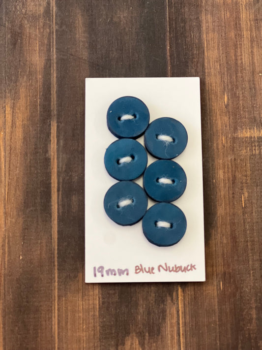 Bomod - Leather Buttons - 19mm set of 6 - Blue Nubuck