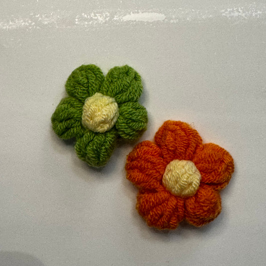 Crochet Flowers - 2pk Green and Orange