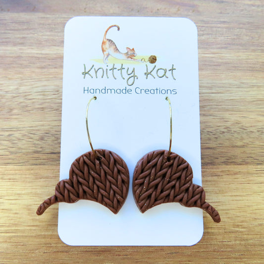 Knitty Kat Kiwi Hoop Earrings