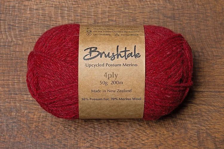 Brushtale - 4-Ply Upcycled Possum Merino - Red 116