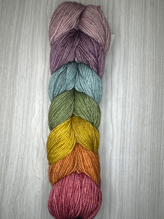 Pastel Rainbow - 7 x Mini Skein Braid Sock Set - Yarnfloozy