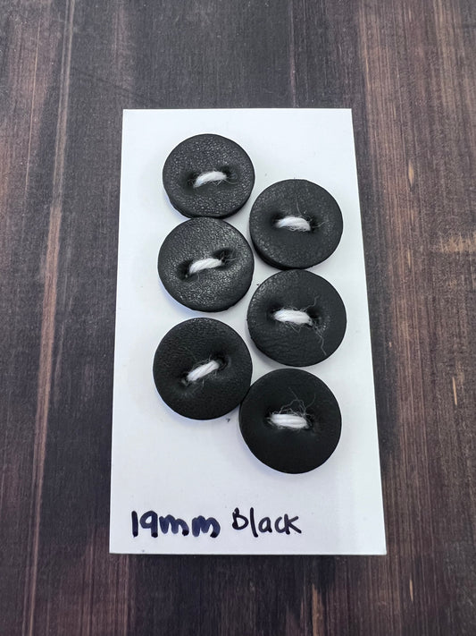 Bomod - Leather Buttons - 19mm set of 6 - Black