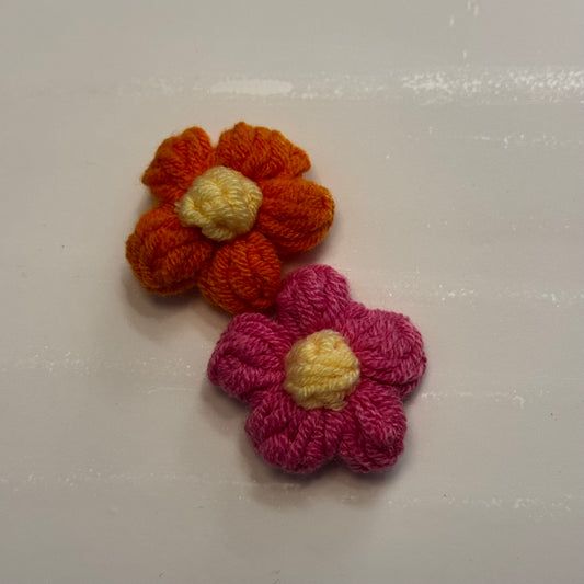 Crochet Flowers - 2pk Pink and Orange