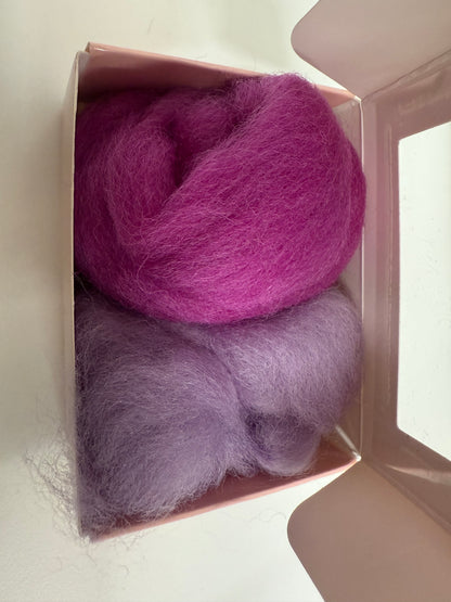 Needle Felting Corriedale Box Small - Pinks #2