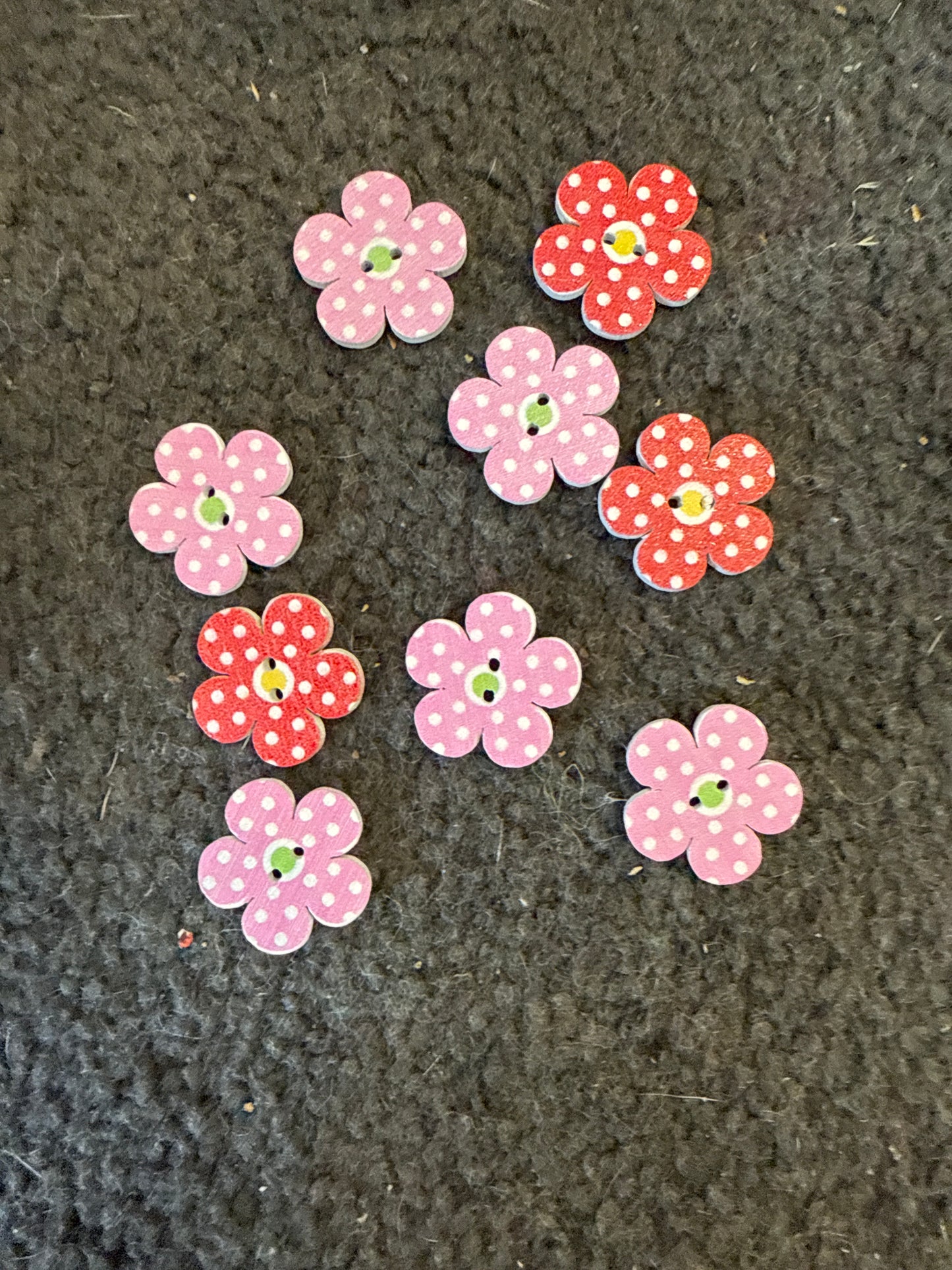 Buttons - Wooden Flowers - 20mm x 10 - Mix 6