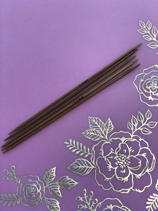 Double Pointed Needles  - 2.0mm SHORT - 5" (13cm) Bamboo