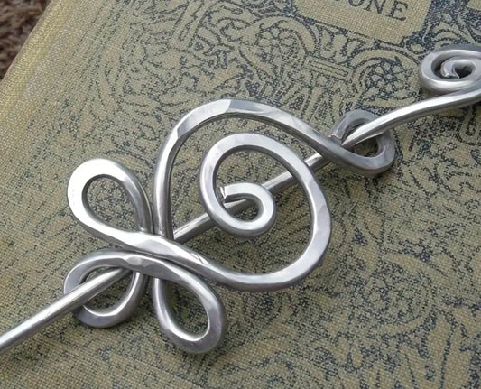 Shawl Pin - Antique Silver Scroll