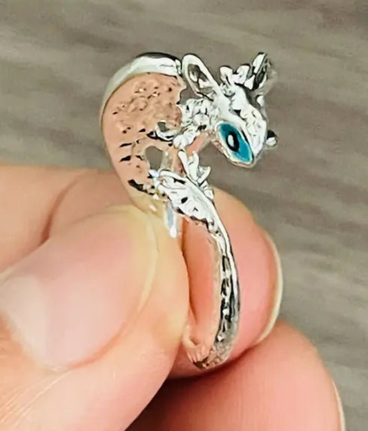 Ring - Yarn Guide - Silver Flatwing Dragon